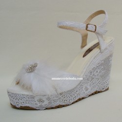 Alpargatas Nupciales Venus plumas