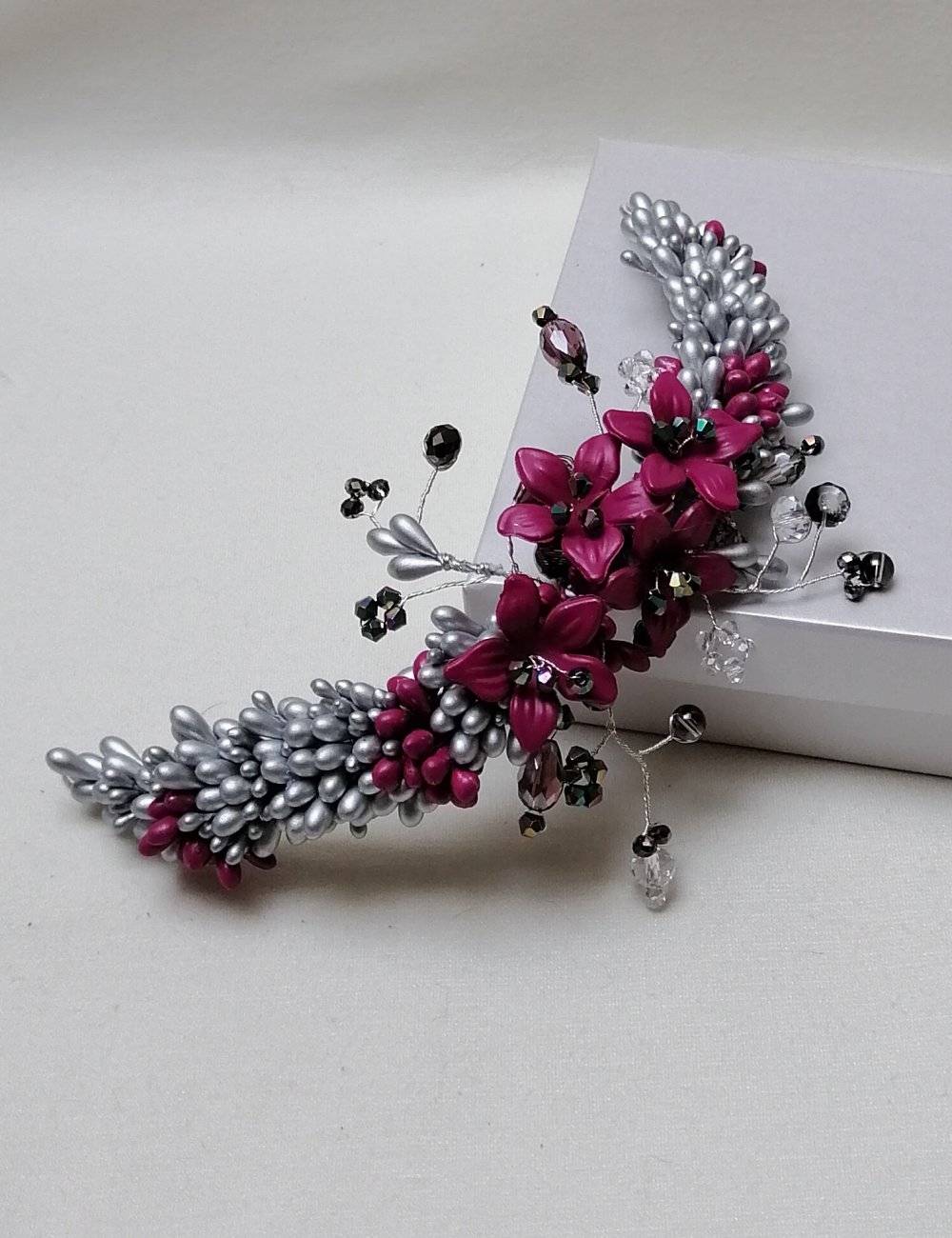 Tocado Fiesta Rosa y gris