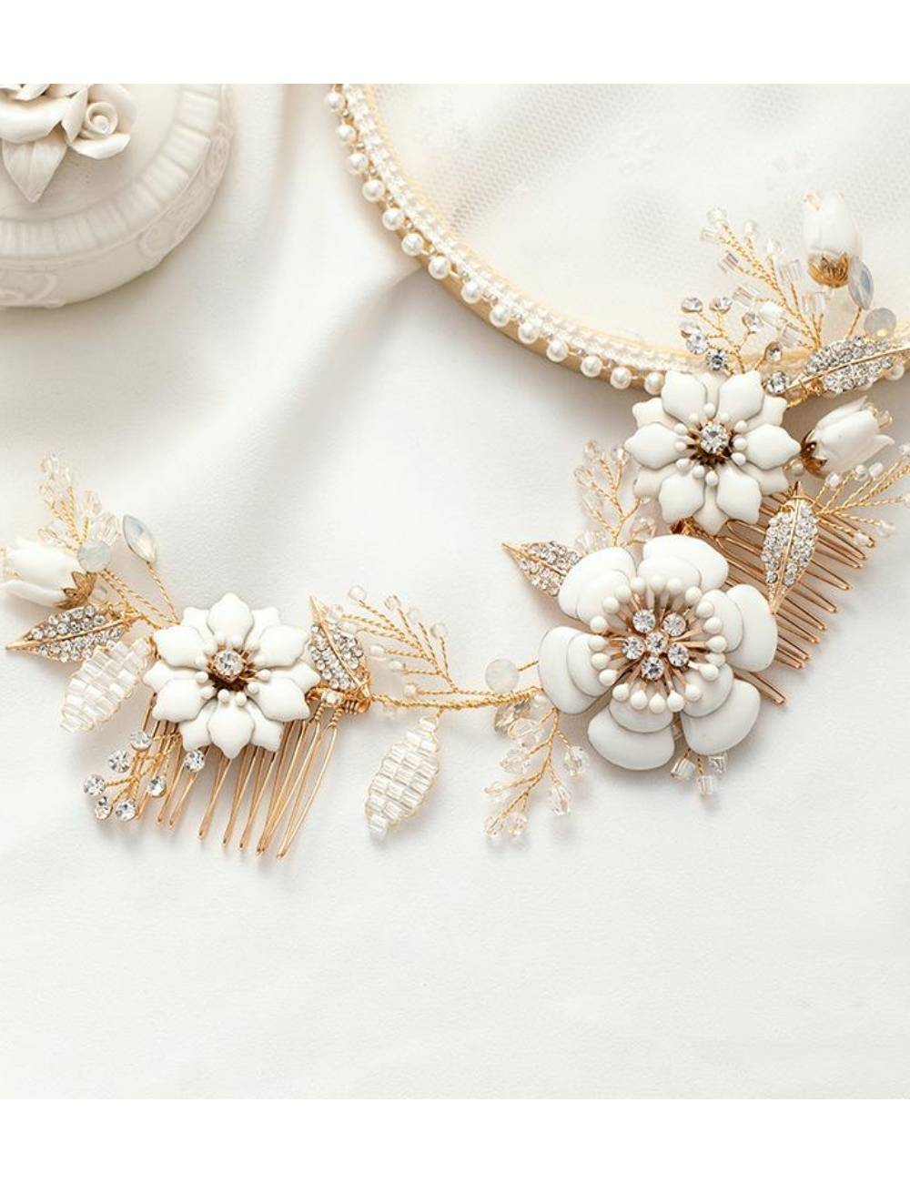 Tocado de novia porcelana
