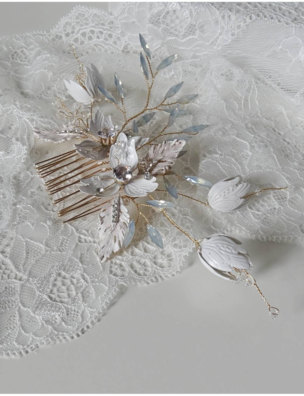 Peineta novia porcelana