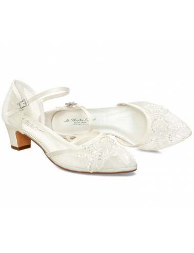 Zapatos Novia tacón bajo ancho. Talla 42