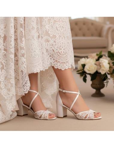 escarpins confortables mariage - sandales marriage dentelle