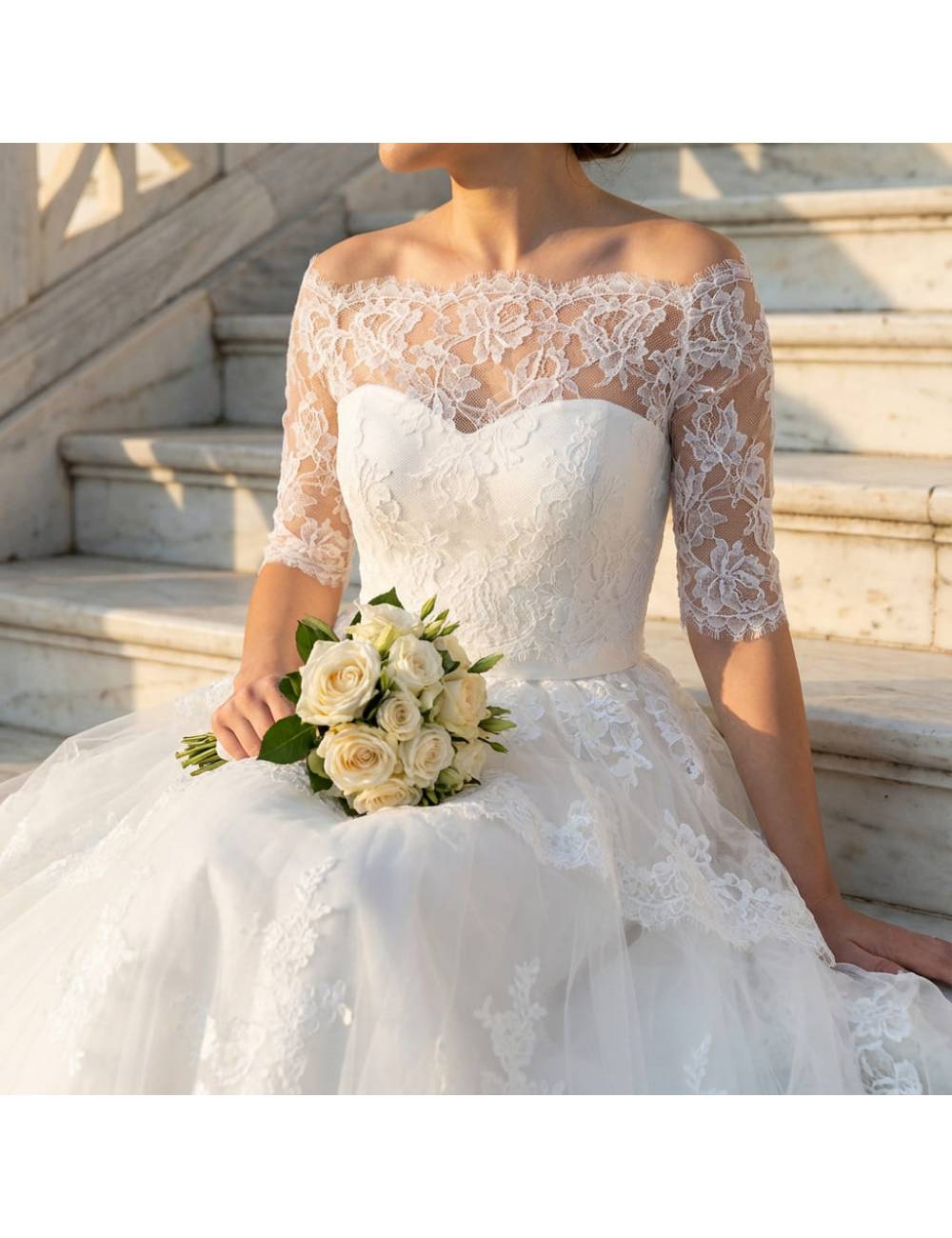 off-white sheer lace topper