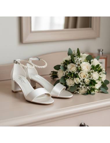 Sandalias de novia elegantes con tacones bajos