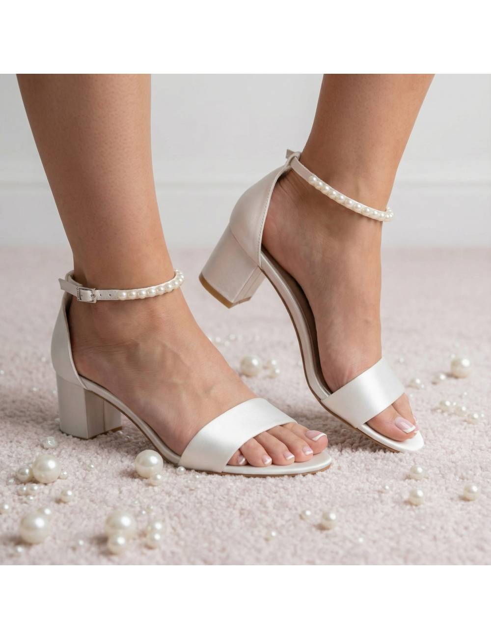 scarpe da sposa basse, taco basso 5cm comode.