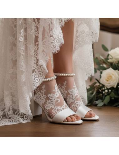 sandalo da sposa comode tacco largo 8cm