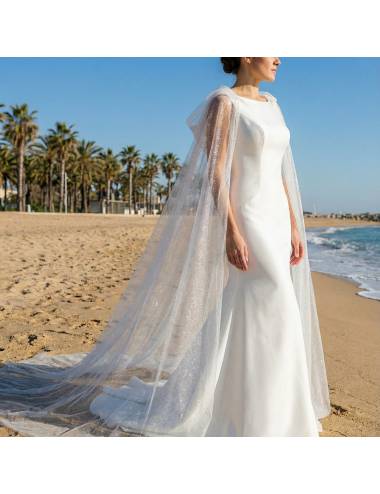 capa novia brillante tul glitter ligero