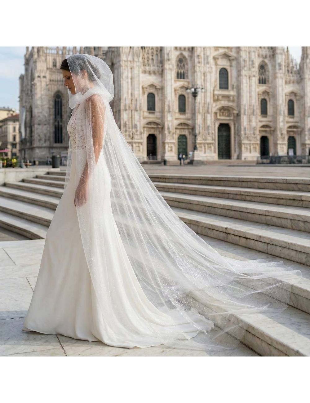 capas de novia de tul glitter con capucha